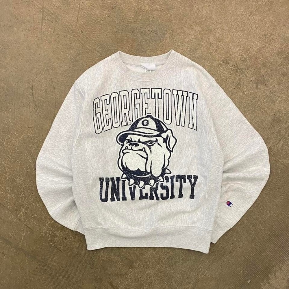 intage Georgetown University Hoyas Champion Reverse Weave 2000s Crewneck Small